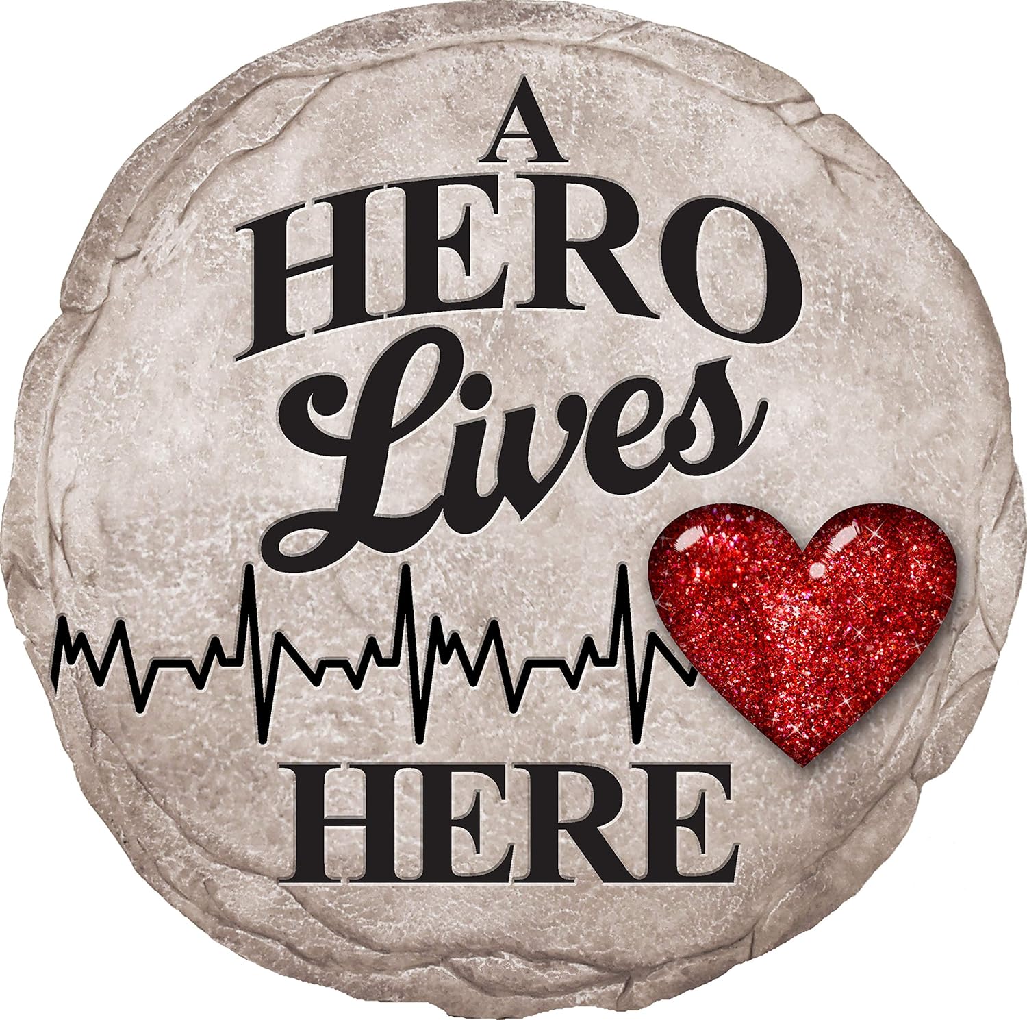 Hardscaping Materials - Spoontiques - Garden Décor - A Hero Lives Here Stepping Stone - Decorative Stone for Garden