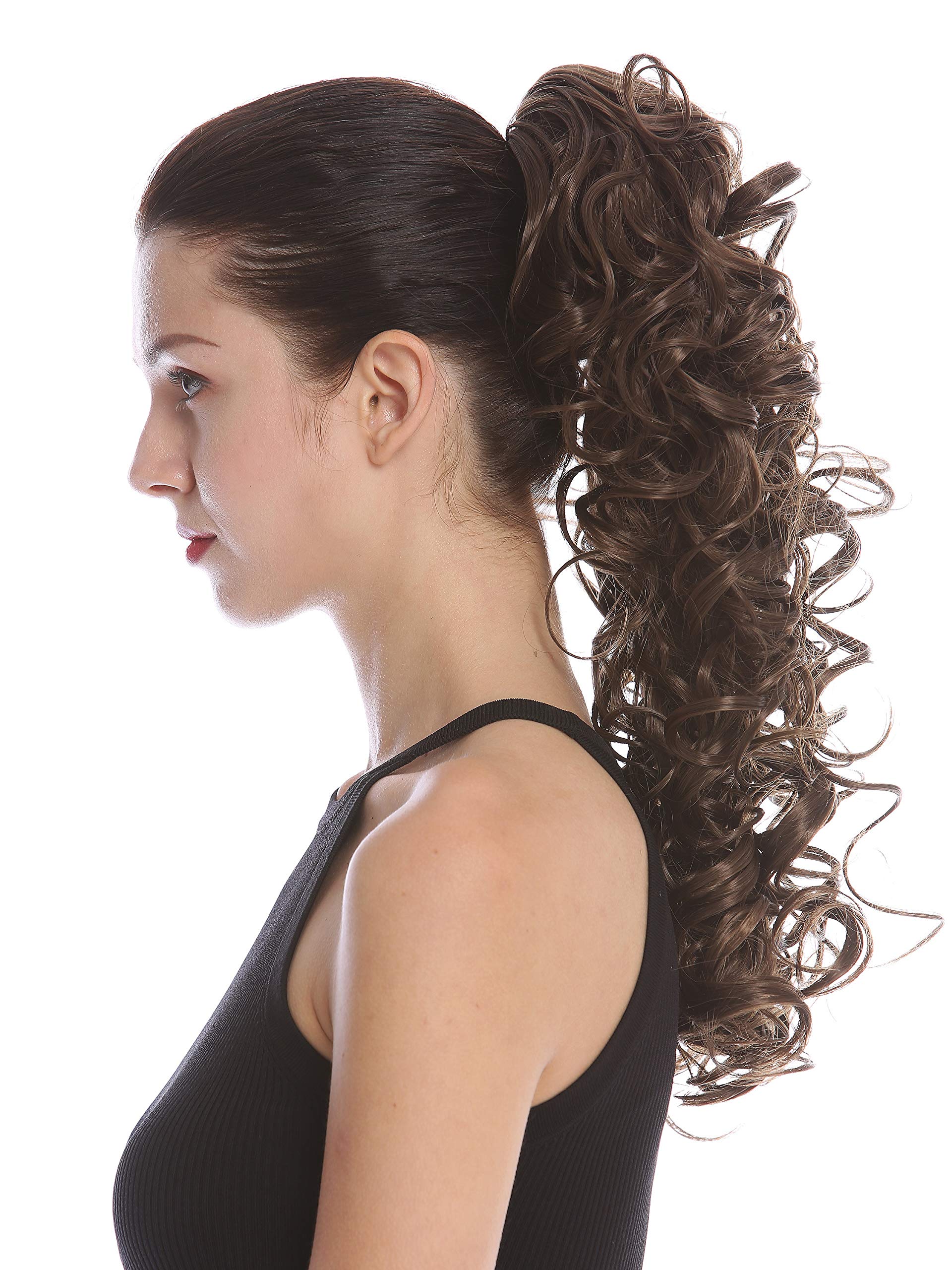 WIG ME UP - MKB-6A-V-10 Ponytail Hairpiece Extensions optional Combs & Clamp long voluminous curled curls medium brown 17inch