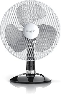 Brandson - Tischventilator 30cm - Tisch Ventilator mit 3-Leistungsstufen - Schreibtischventilator oszillierend - klein und leise - 40W - Neigungswinkel ca. 30