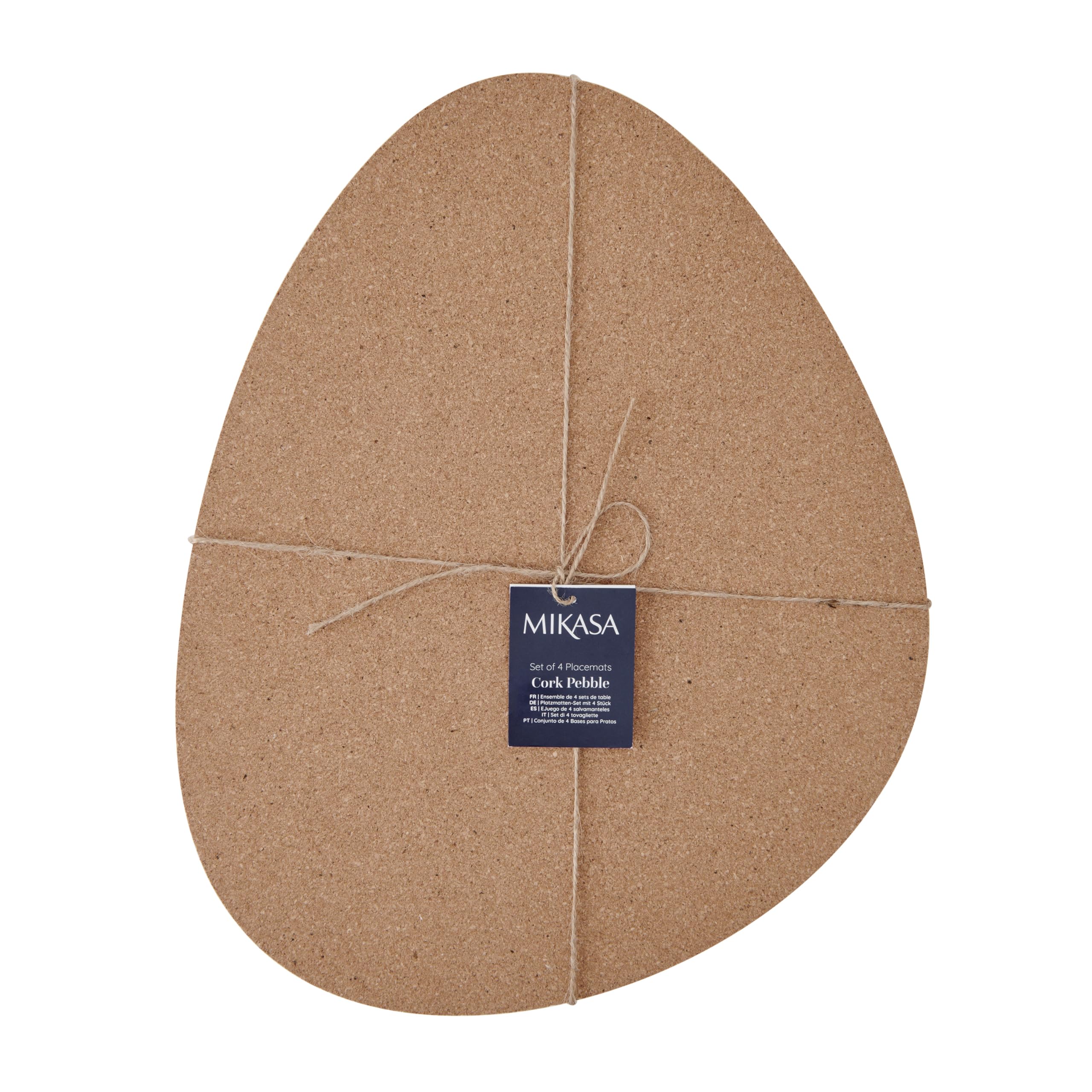 Mikasa 4pc Cork Pebble Placemats, Natural, 38cm x 30cm, Tagged