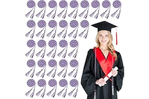 Woanger 30 Pcs 2024 Graduation Cords 67 Inch Braided Honor Cord with Tassels for College Graduation Students Bachelor Master Doctor Grad Decor(Purple with White)
