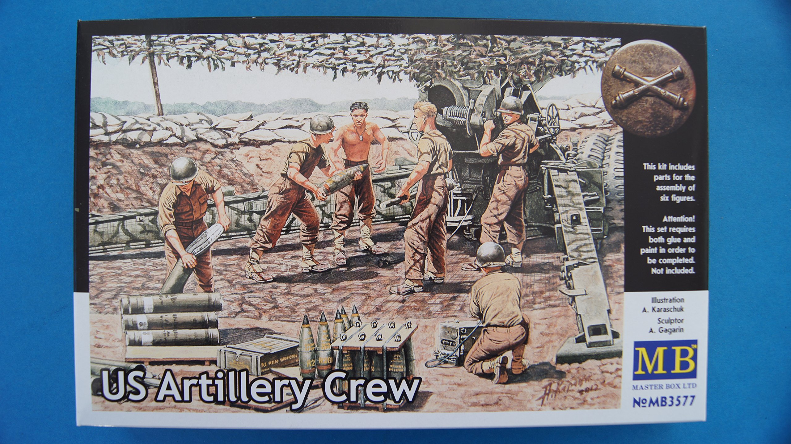 Masterbox 1:35 Scale US Artillery Crew Assembly Parts, 1.27 x 1.27 x 3.81 cm