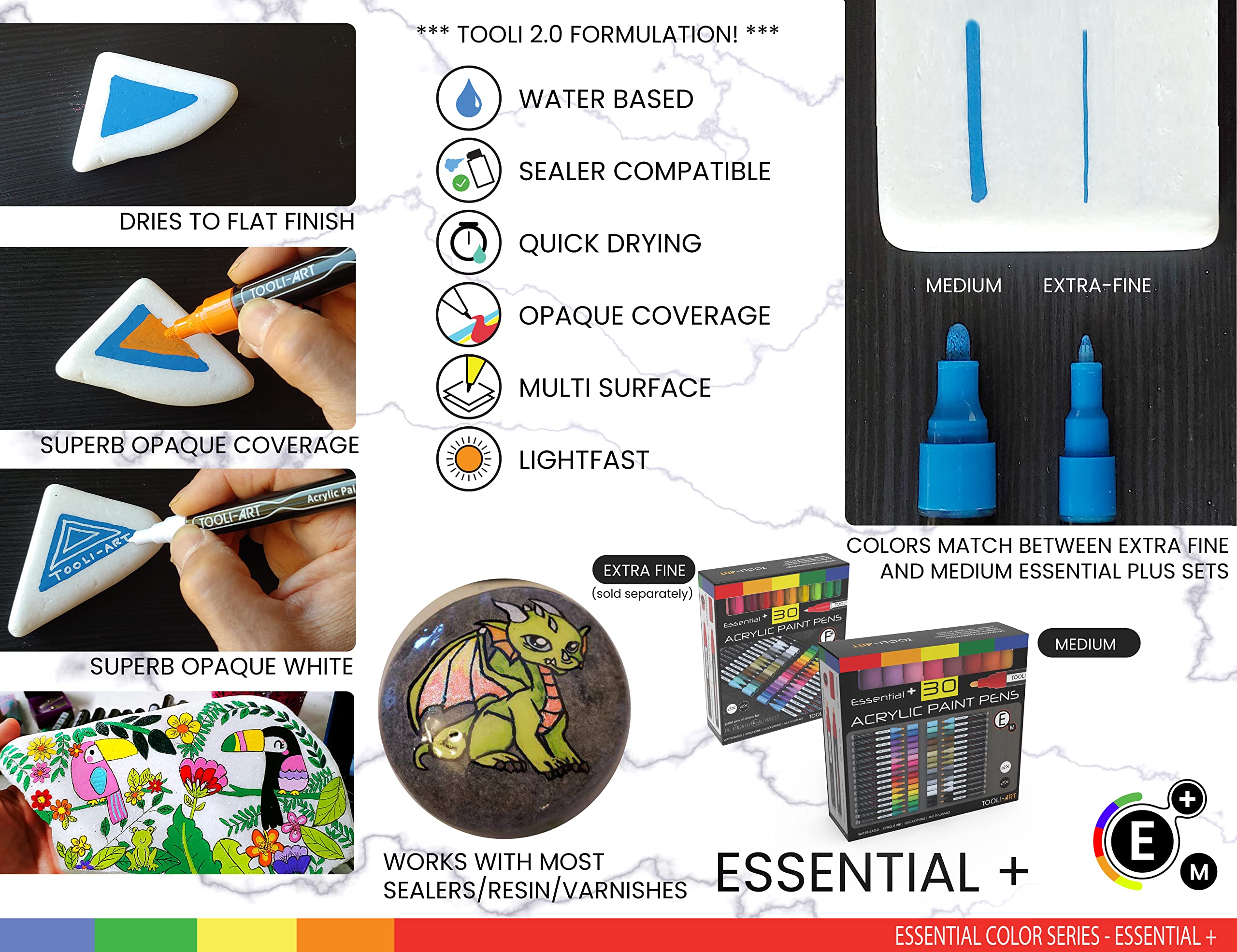 Acrylic Markers, Paint Pens Assorted Vibrant Markers for Rock Painting, Canvas, Glass, Mugs, Wood, Ceramic, Fabric, Metal, Scrapbooking. Non Toxic, Quick Dry, Multi-Surface, Lightfast (MEDIUM)