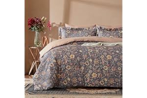 Cupocupa Duvet Cover King Size Set Boho Floral Pattern King Duvet Cover Set for King Size Bed Vintage Soft Bedding Leaf Print Paisley Duvet Cover with Pillowcases