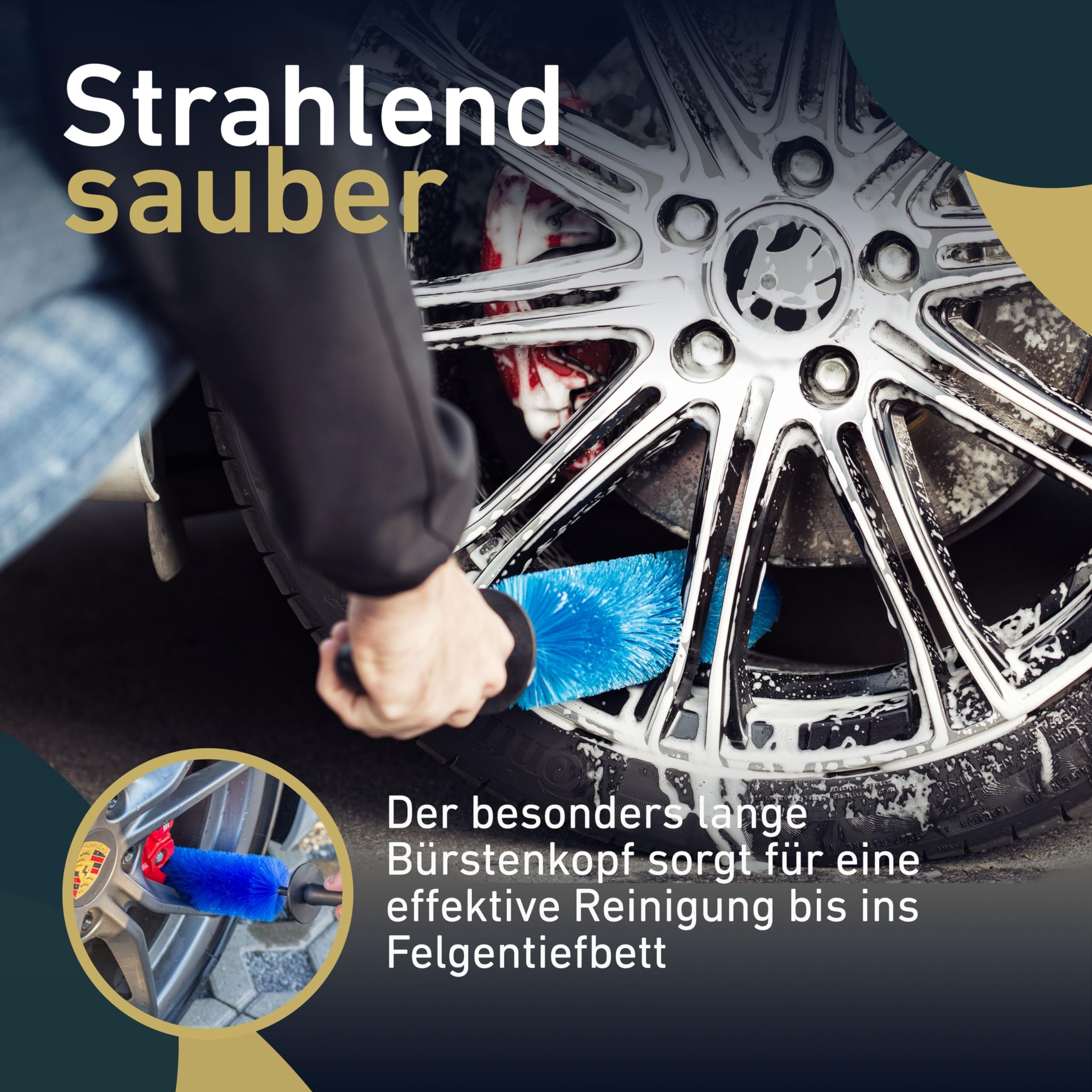 Aurum-Performance® Felgenbürste Auto 42 cm lang zur effektiven Autopflege 4