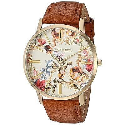 Buy Vince Camuto Gold-Tone Leather Strap Watch at Ubuy Bahrain