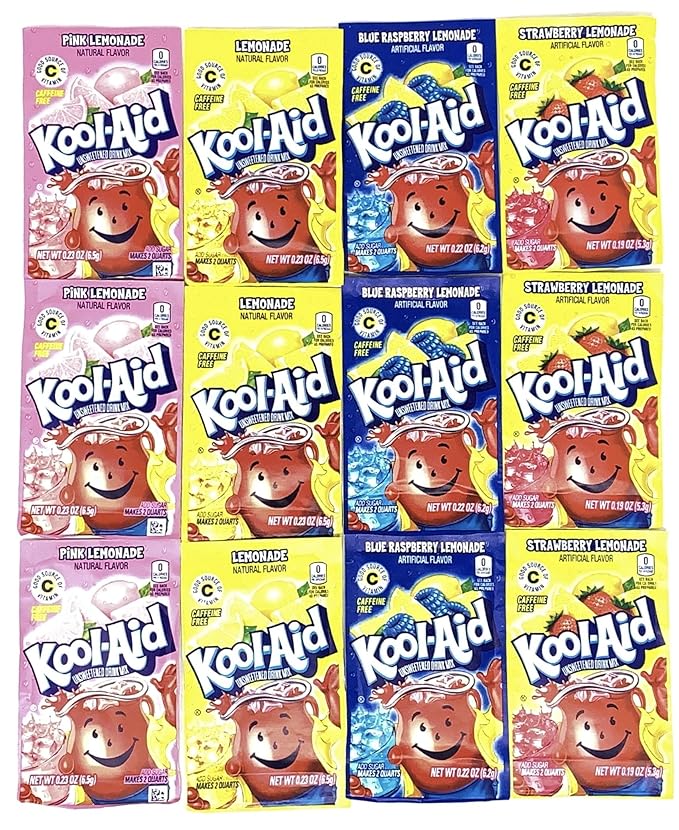 KoolAid Drink Mix Packets Variety Pack of 4 Lemonade Flavors (3 of each flavor