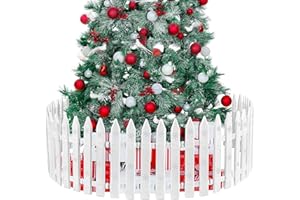 URATOT 30 Pieces Christmas Tree Thick White Plastic Picket Fence Christmas Tree Fence for Pets Kids Holiday Party Garden Home Fences Decoration, 12 Inches