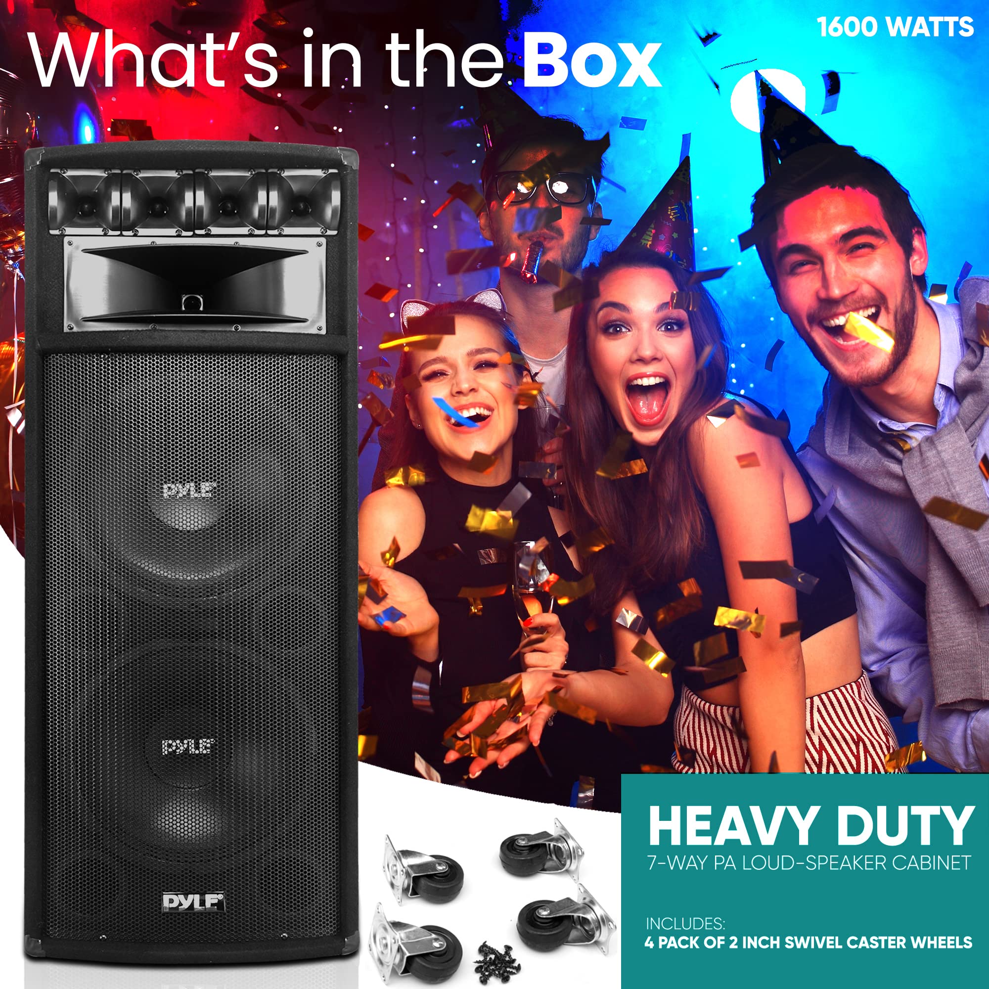 Pyle Portable PA Speaker System 1600 Watt Outdoor Stereo