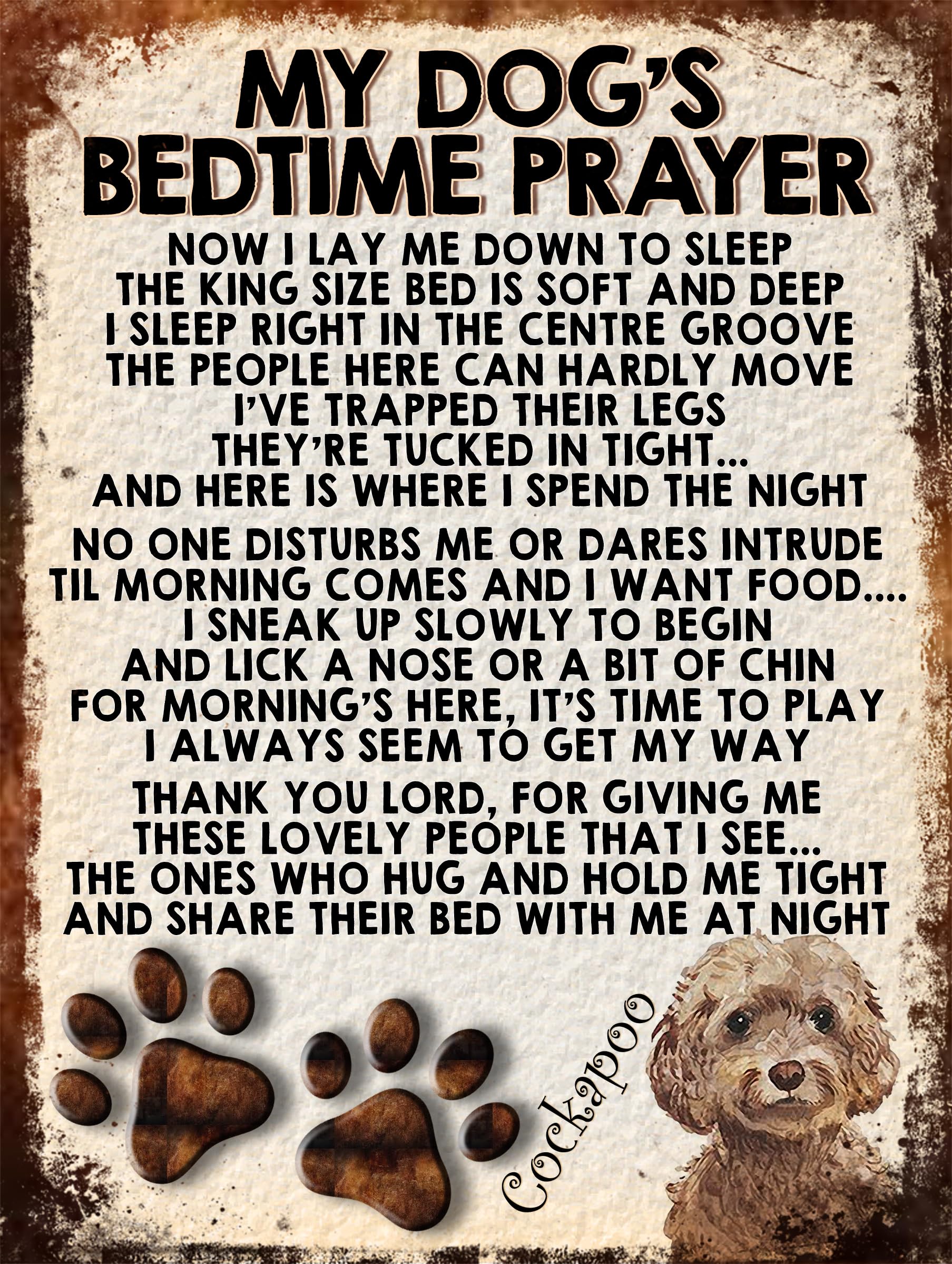 shawprint MY DOG'S BEDTIME PRAYER RETRO STYLE METAL TIN SIGN/PLAQUE (COCKAPOO) (10" x 8")