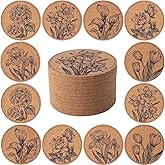 STARUBY Coasters for Drinks 12 pcs Absorbent Cork Coasters with Flower Coaster for Coffee Table Housewarming Gifts for New Home Present for Friends, Living Room Decor, Apartment Decor