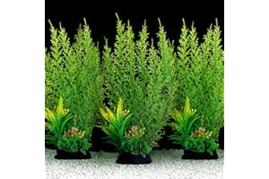 QUOZUO Fish Tank Accessories Large Plants, Green Fish Tank Decorations, Aquarium Decor Plastic Plants 3pcs
