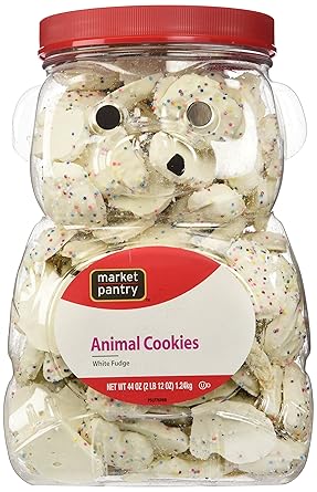 Market Pantry Frosted White Fudge Animal Cookie Jug 44 Ounce