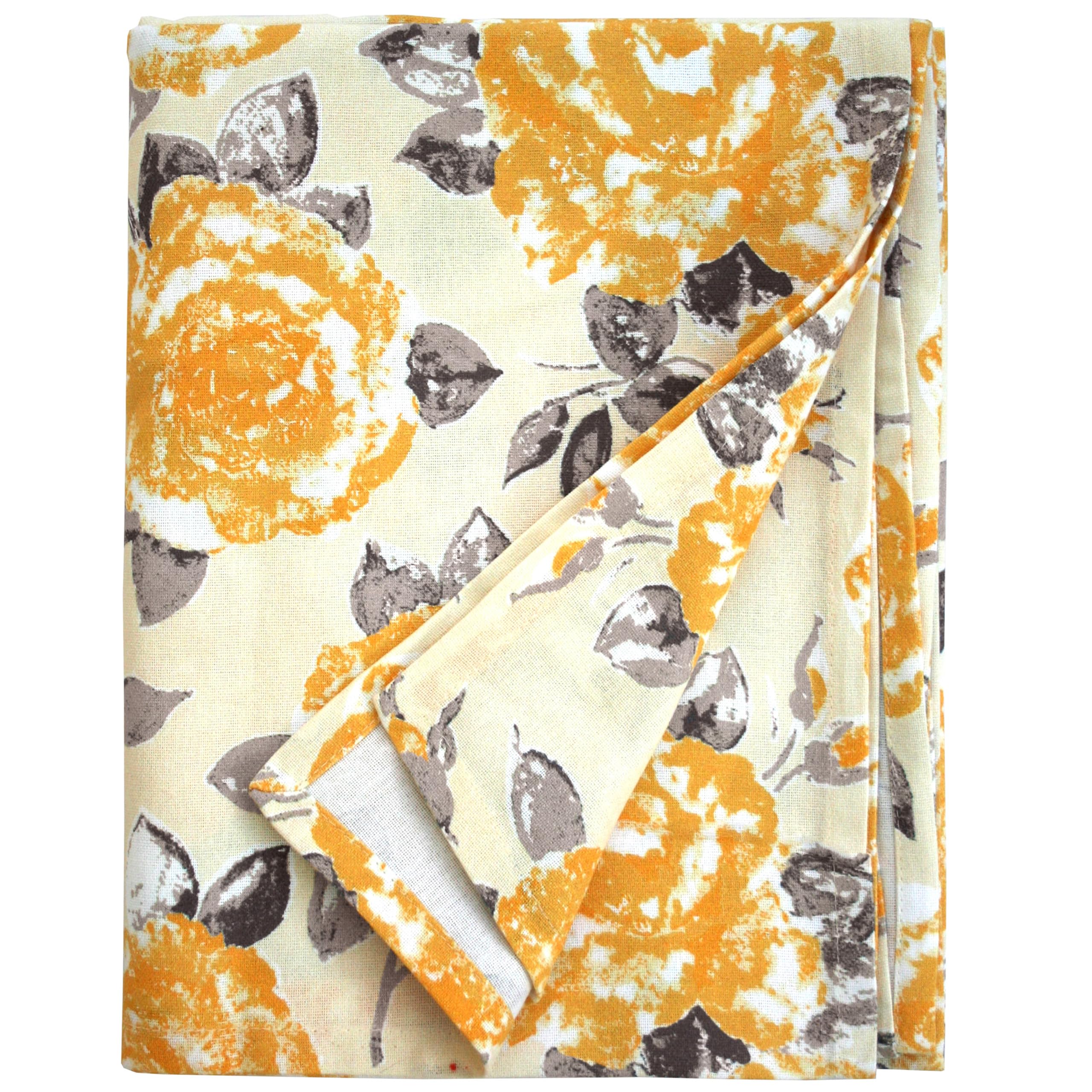 Ragged Rose Cotton Tablecloth for a 6-7 Ft Table - Versatile Table Cloth with Simple Embroidered Hem - Indoor & Outdoor Decor for Living Room, Kitchen, & Garden