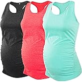 Glampunch 3PCS Maternity Yoga Tops Sleeveless Racerback Workout Athletic Maternity Tank Tops Pregnancy T-Shirt