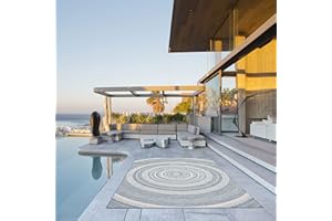 ECARPETGALLERY Indoor Outdoor Area Rug for Patio, Deck, Lawn, Kitchen, Waterproof Material, 5'3" x 7'3" Blue Carpet, 351522V