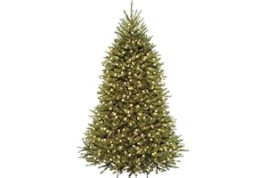 National Tree Company Pre-Lit Artificial Full Christmas Tree, Green, Dunhill Fir, Dual Color LED Lights, Includes PowerConnect and Stand, 7.5 Feet