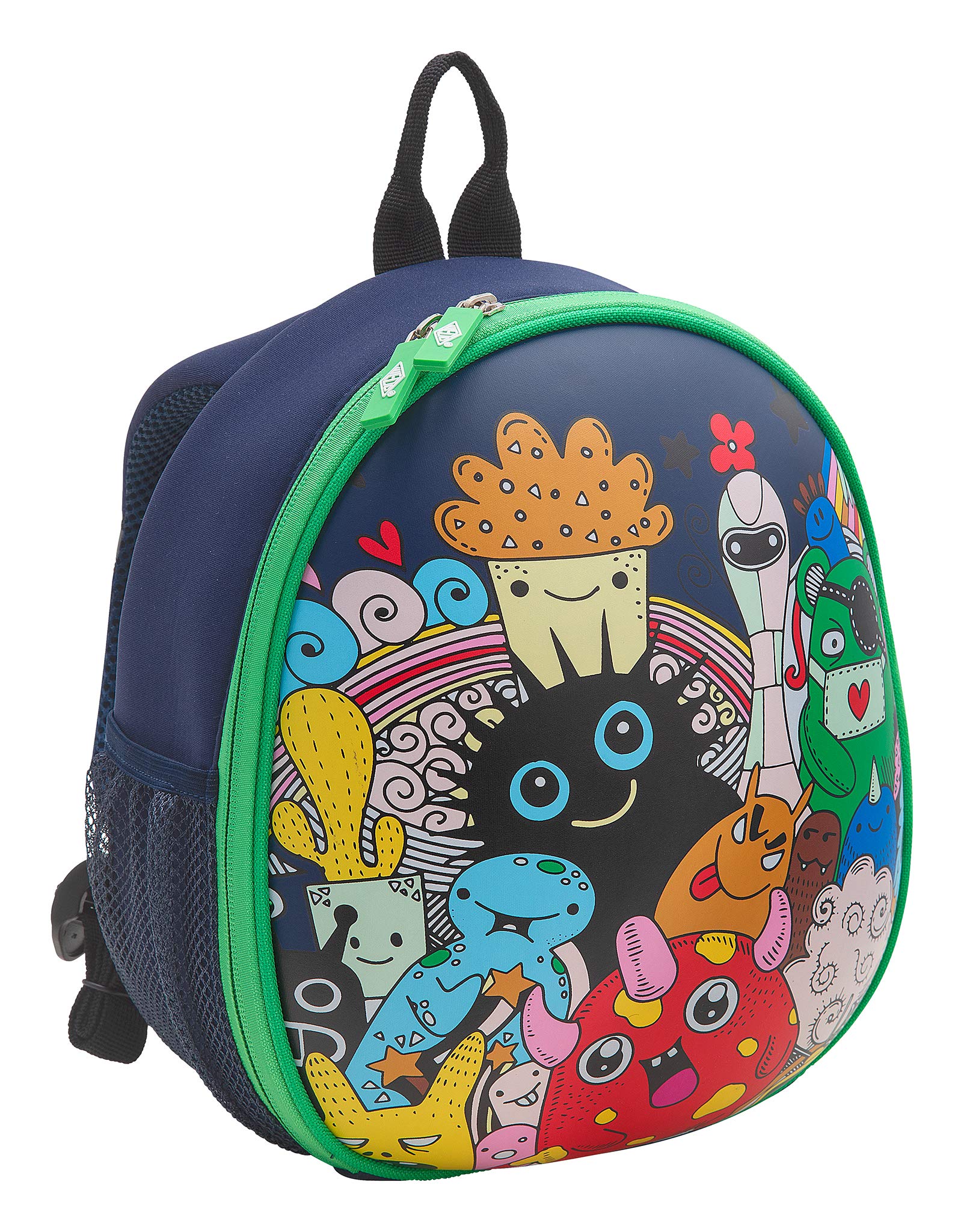 WEDO Monster 2433304 Children's Backpack - Sturdy Front, 2 External Mesh Pockets, Multiple Mesh Pockets Inside, Padded Carrying Straps, Very Lightweight, Easy to Clean