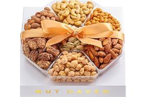 NUT HAVEN Nuts Gift Basket - Assortment of Sweet & Roasted Salted Gourmet Nuts - Assorted Food Gift Box for Birthday, Family, Sympathy, Men & Women.