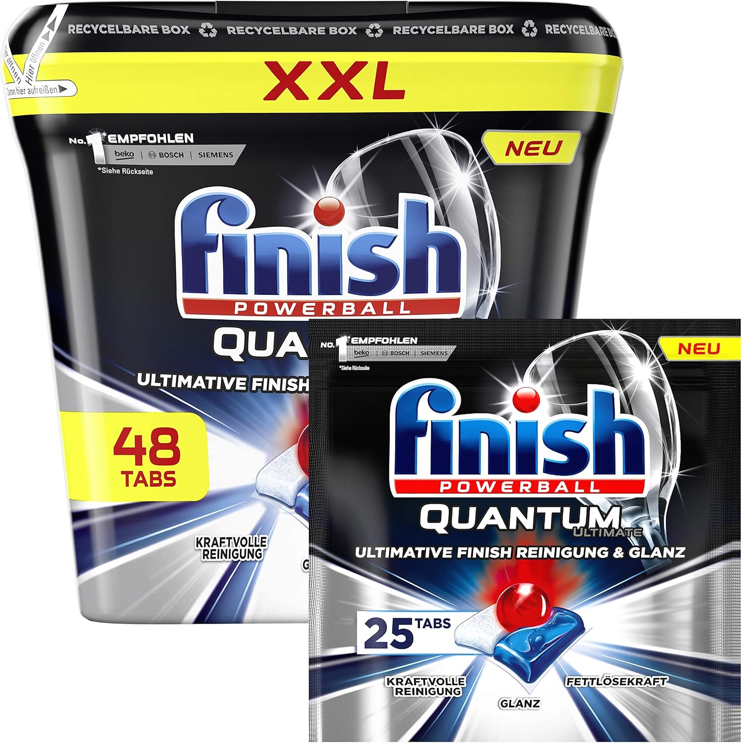 Finish Quantum Ultimate XXL Pack 48 Spülmaschinentabs + Nachfüller 25