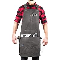 Hudson Durable Goods Deluxe Edition Waxed Canvas Tool Apron for Men and Women, Heavy Duty Work Apron with Pockets for Tools, 
