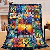 Tree Blanket Colorful Tree Throw Blanket Tree of Life Flannel Stuff Merch Cozy Decor Fleece Soft Plush Fuzzy Warm Lightweight Bedding Gifts for Kids Women Men Girls Couch 50"X40"