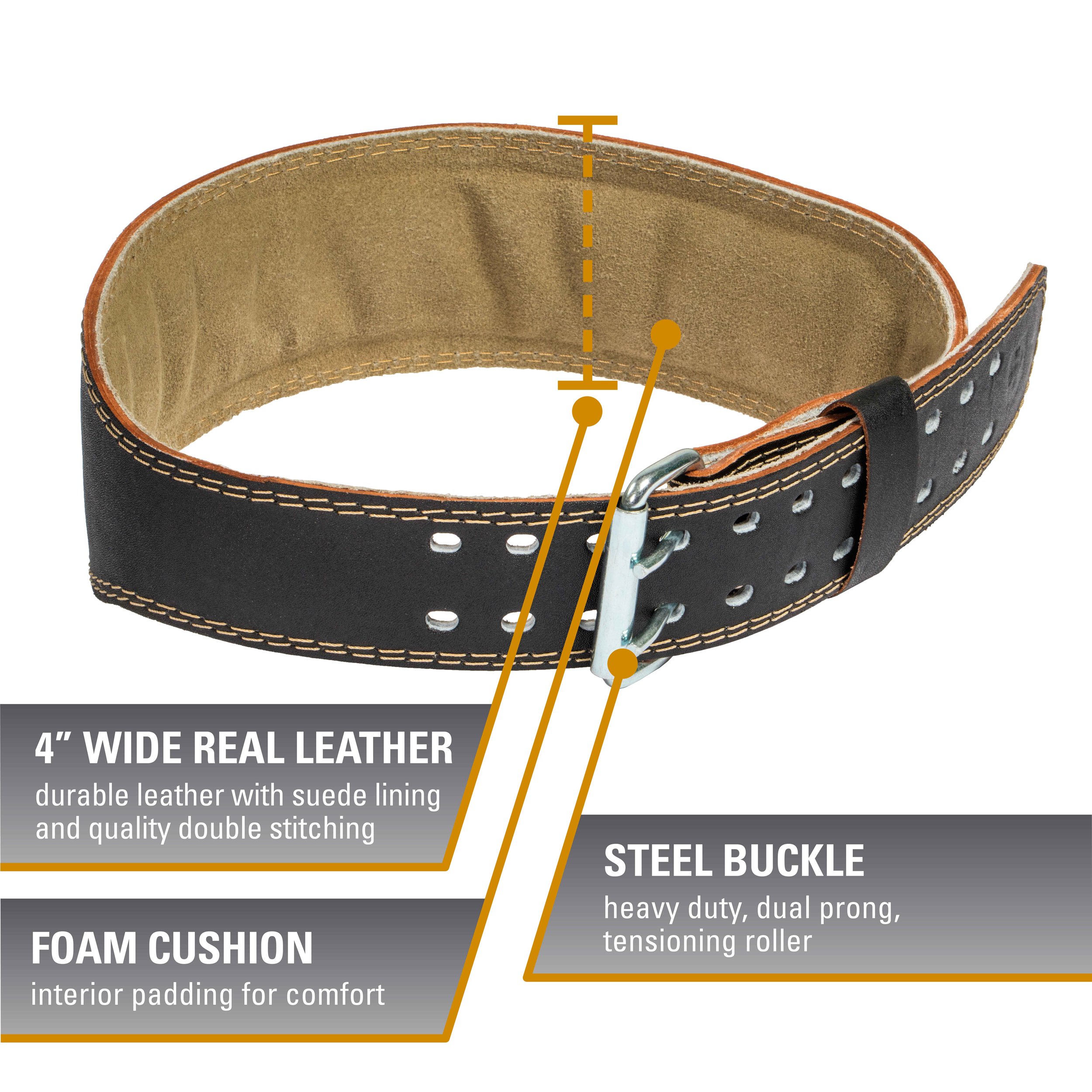Harbinger Padded Leather Contoured Weightlifting Belt with Suede Lining