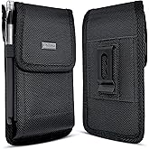 BOMEA Cell Phone Holster for Samsung Galaxy Ultra S25/S24/S23/S22/S21 & Note 20, Belt Clip Phone Case for Men, Rugged Nylon Vertical Pouch, Fits Cellphone Case Cover on