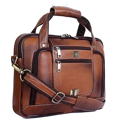 Rome Hunters 14 Genuine Leather Premium Laptop Bag(Tan)