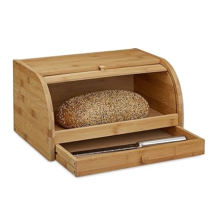 Relaxdays Box With Drawer Bamboo Aroma Preserving Bread Bin