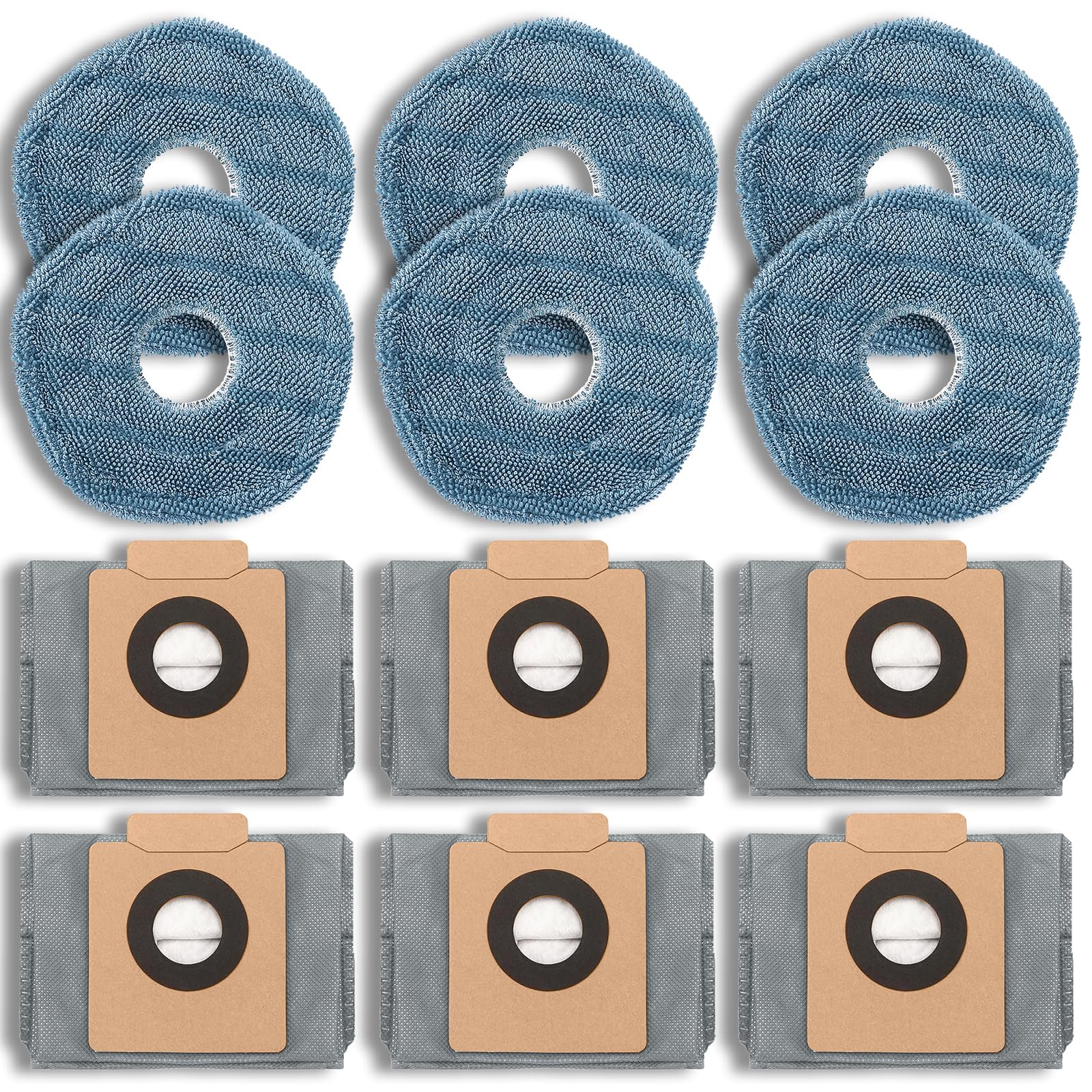 Photo 1 of 12 Pack Replacement Parts Dust Bags Mop Pads for eufy X10 Pro Omni Accessories Robot Vacuum Self-Empty Station,6 Dust Bags, 6 Mop Pads