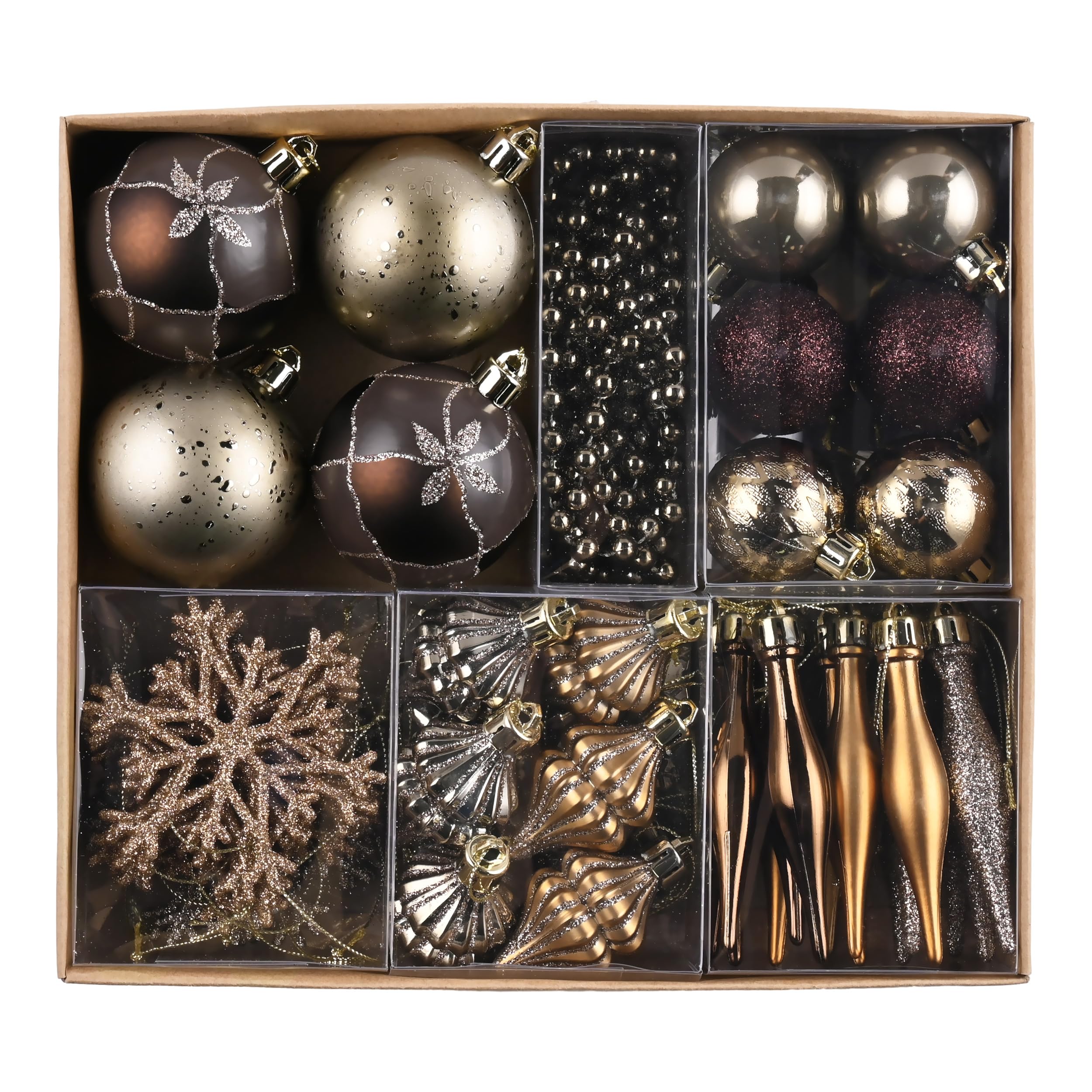 Valery Madelyn Christmas Tree Decorations Copper Baubles,60pcs 3.5-270cm Bronze Luxury Shatterproof Ball Ornaments for Tree Decorations, Hanging Gifts