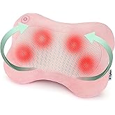Zyllion Shiatsu Back and Neck Massager with Heat - 3D Electric Kneading Deep Tissue Massage Pillow for Muscle Pain Relief, Pink, ZMA-13