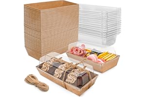 NPLUX Charcuterie Boxes with Clear Lids Mini Dessert Bakery Boxes Disposable To Go Food Containers for Cookie Cake Slice Sush