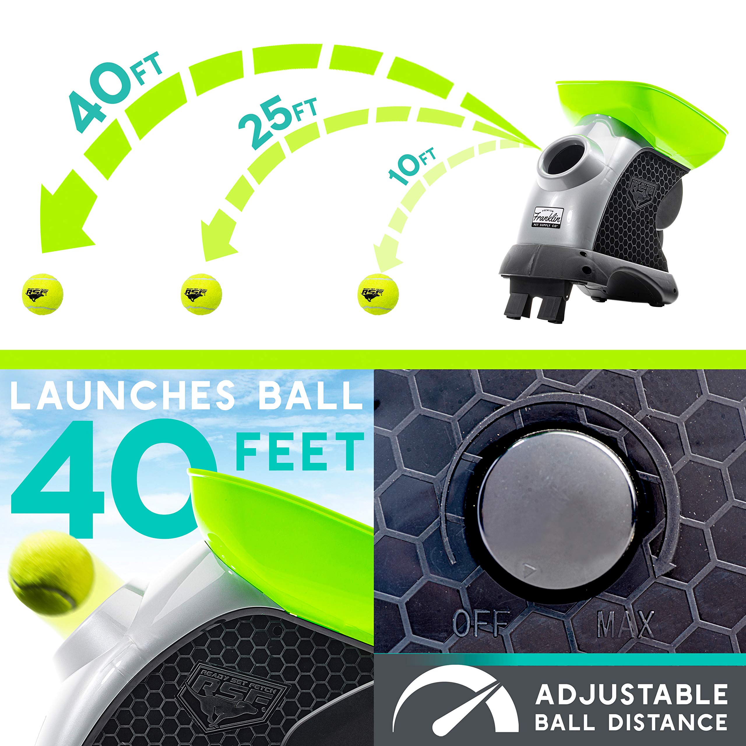 Franklin Pet Supply Ready Set Fetch Automatic Tennis Ball Launcher