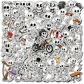 HIZILY 50 Pcs Skeleton Stickers Cool Funny Xray Sticker Waterproof Dancing Skeletons Vinyl Decals Halloween Party Favors Water Bottles Laptop Luggage Phone Cup Scrapbook Gifts for Adults Women