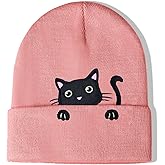 Women’s Cat Beanie Cute Cat Lover Gifts Animal Knitted Hats Christmas Stocking Stuffers for Women Girls