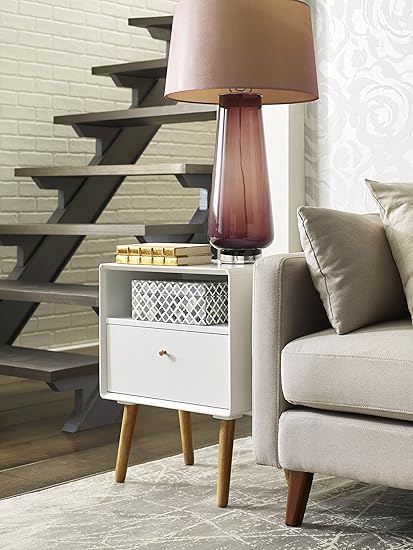 Amazon Com Elle Decor Lilou Side Table White Kitchen Dining