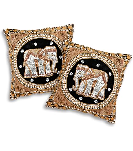 Amazon.com: Thai Elephant Embroidered Velvet Throw Pillow