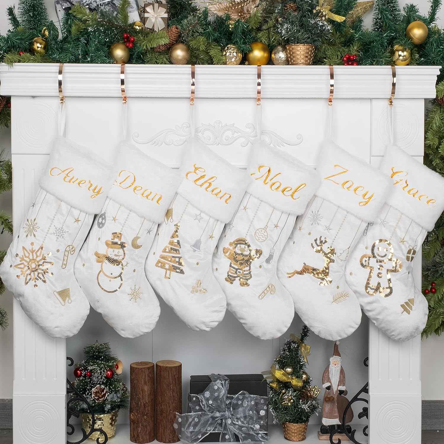 Stockings & Holders - GEX 2023 New Personalized Christmas Stockings 6 Pack Custom Name for Family 20