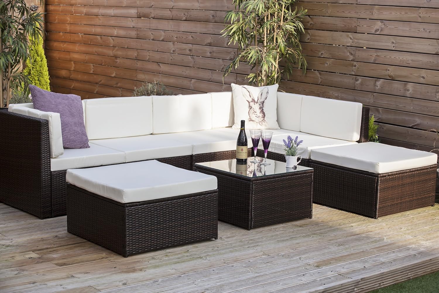 Abreo Rattan Modular Corner Sofa Set Garden Conservatory Furniture 5 To