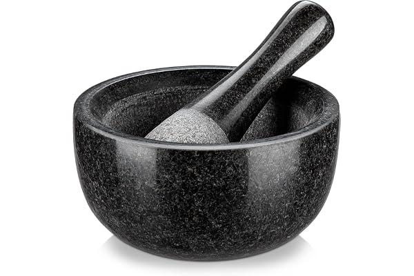 Velaze Large Mortar and Pestle Set, 100% Granite, Natural Unpolished, Herb Crusher, Spice Grinder, Stone Grinder Bowl for Mak