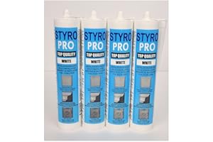 Styro Pro High Strength Water Based Premixed Acrylic Paste Adhesive for Decorative Materials (for Ceiling Tiles, Wall Panels, Crown moldings) 4 Tubes