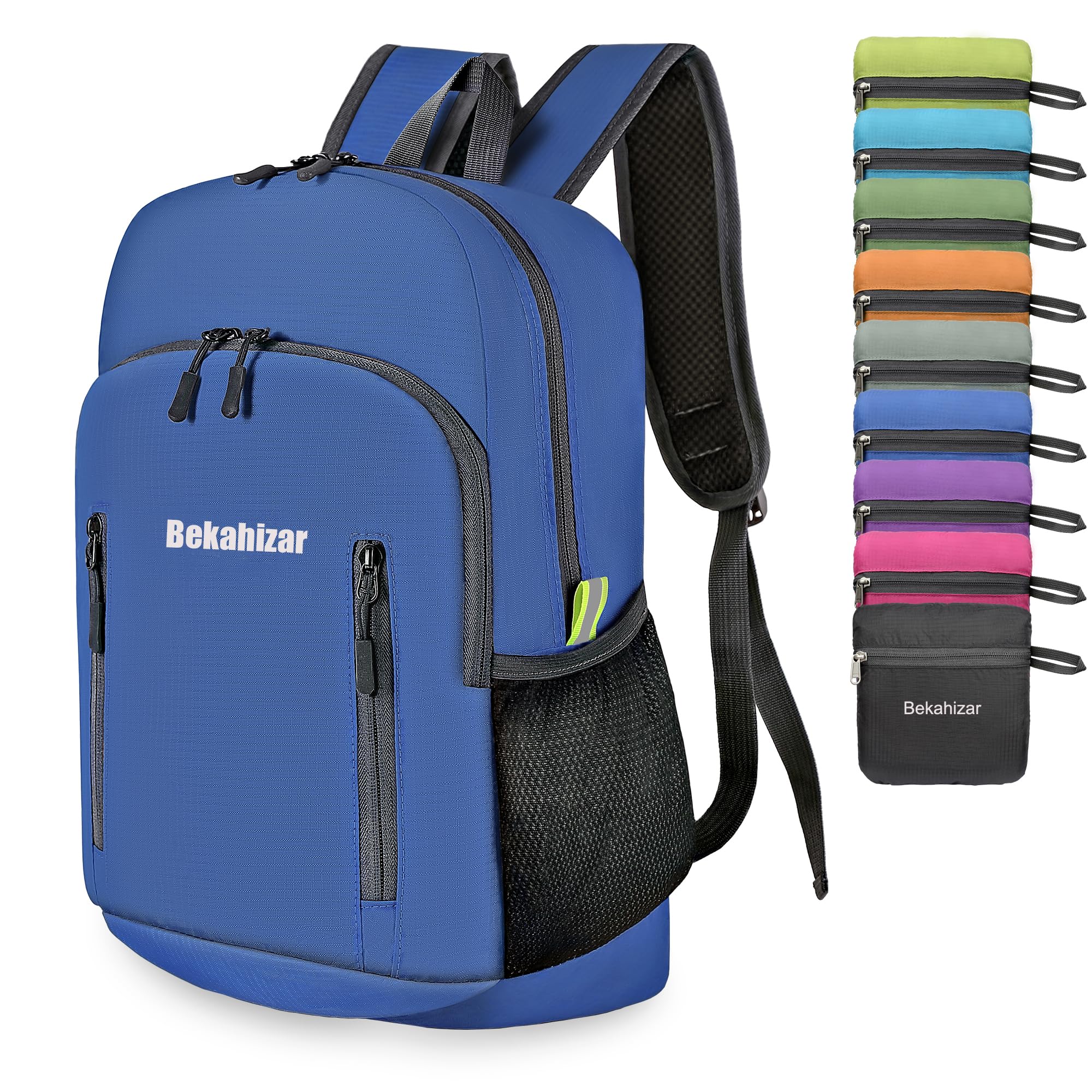 Bekahizar 20L Ultra Lightweight Backpack Foldable Hiking Daypack Rucksack Water Resistant Travel Day Bag for Men Women Kids Outdoor Camping Mountaineering Walking Cycling Climbing (Dark Blue)