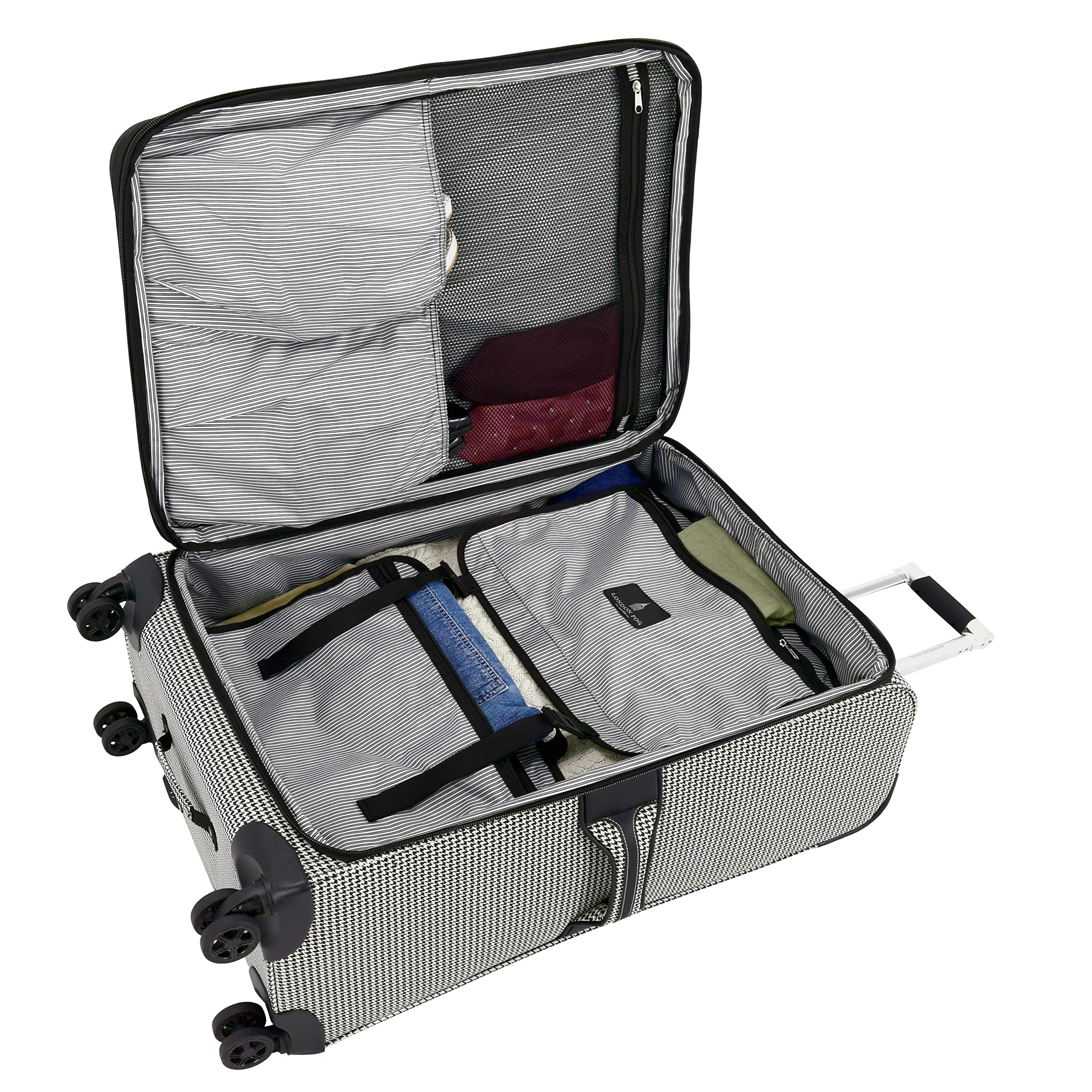 LONDON FOG Oxford III Expandable Spinner, Black-White, 29-Inch