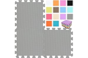 qqpp EVA Rubber 18 Tiles Interlocking Puzzle Foam Floor Mats - Baby Play Mat for Playing | Exercise Mat for Home Workout. Gray. QC-Lb18N
