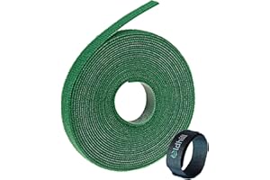 Oldhill Fastening Tapes Hook and Loop Reusable Straps Wires Cords Cable Ties - 1/2" Width, 15' x 3 Rolls (Green)