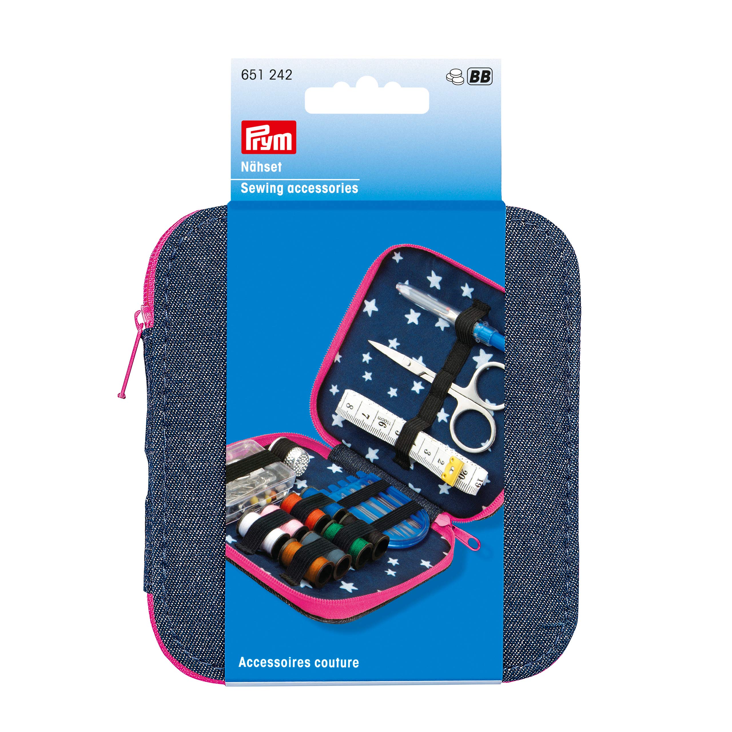 PRYM_651242 Sewing kit Denim Zip Fastener Pink, One Size
