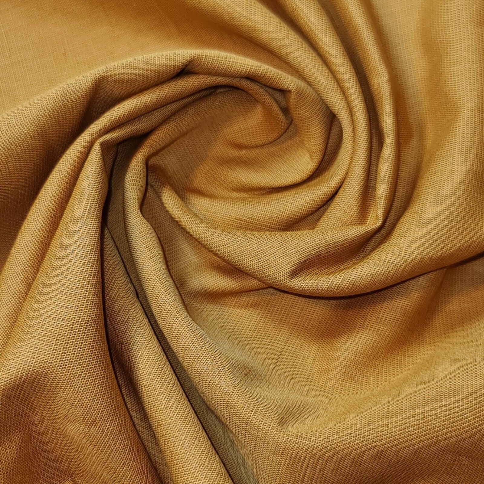 100% Cotton Rich Linen Poplin Dress Craft Fabric Material 58'' - 150 cm Wide Sold As 1 Meter Pre - Cut Lengths (Available in 13 Colours) (Mustard) (IN10)