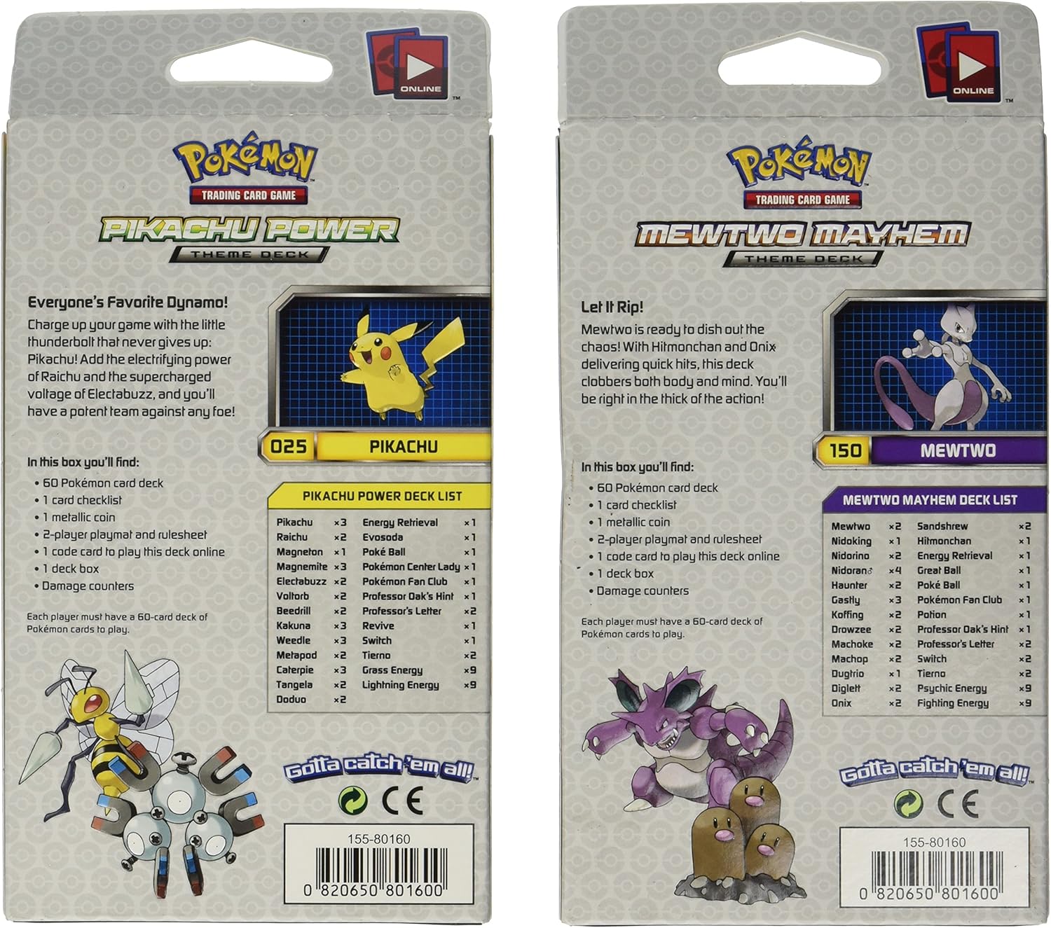 Amazon Com Pokemon Tcg Xy Evolutions 60 Card Theme Deck Featuring Either Pikachu Power Or Mewtwo Mayhem Toys Games